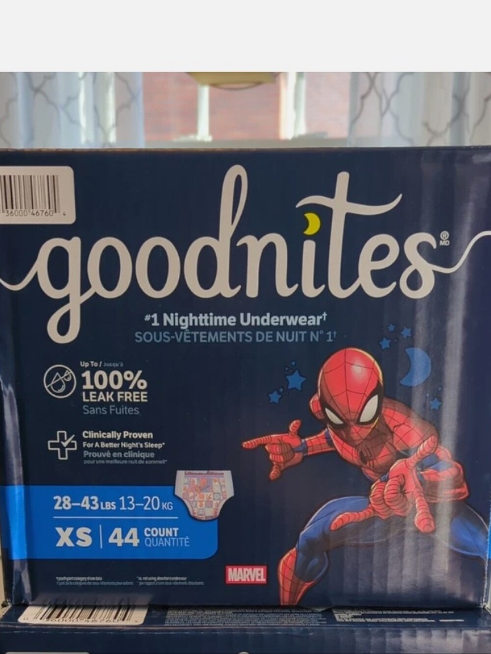 Brand New case Goodnites Nighttime Bedwetting Underwear XS Spiderman 44 Count